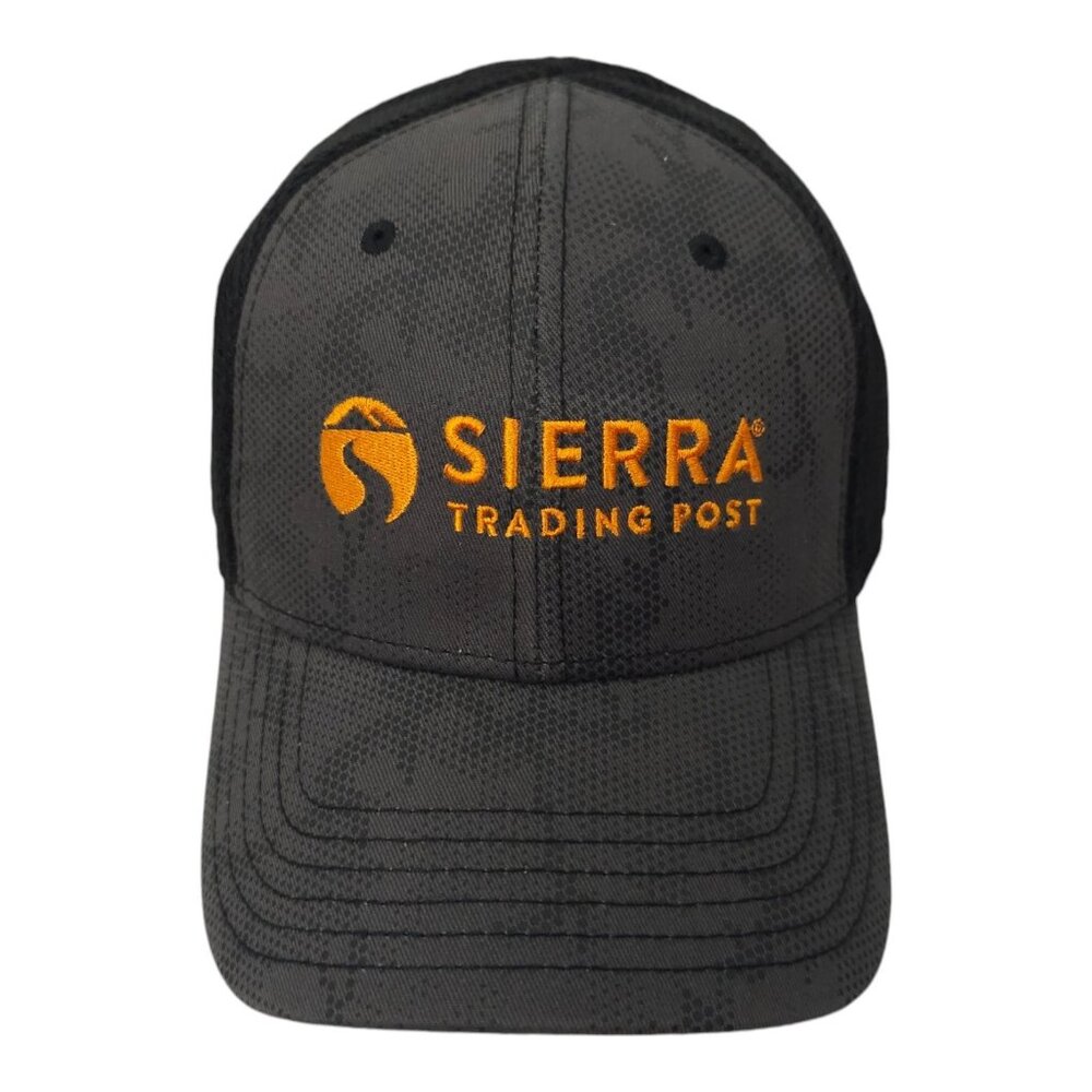 Sierra Trading Post Snapback Cap Embroidered Logo Mesh Trucker Baseball Hat Gray